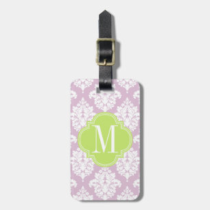 Etiqueta De Bagagem Damasco roxo do Lilac elegante personalizado