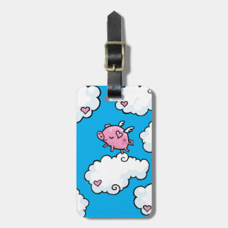 Etiqueta De Bagagem Dança Customisable do porco do vôo em nuvens