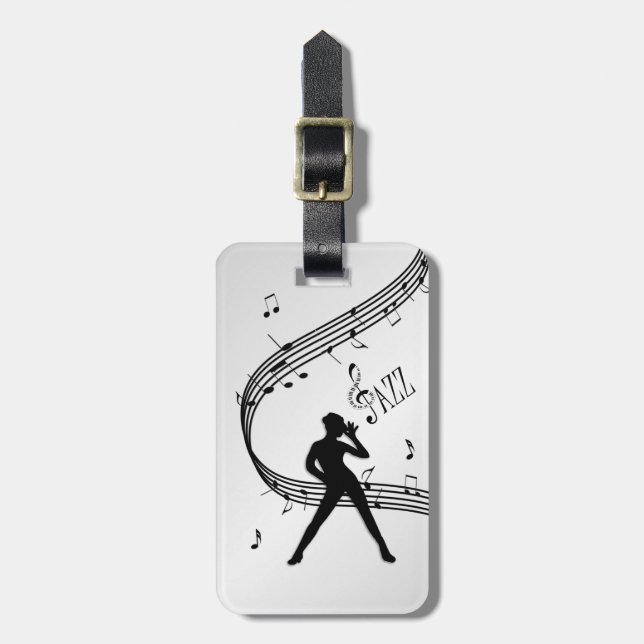 Etiqueta De Bagagem Dança de Jazz Prata (Frente Vertical)
