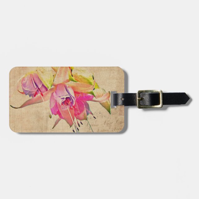 Etiqueta De Bagagem Dança No Vento - Flores De Fuchsia (Frente Horizontal)