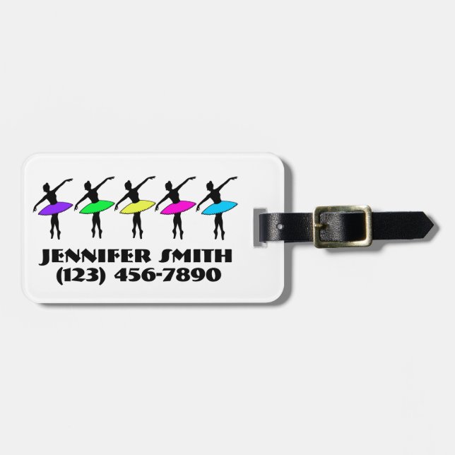 Etiqueta De Bagagem Dançarina Balé Ballerina Personalizada Neon Tutus (Frente Horizontal)
