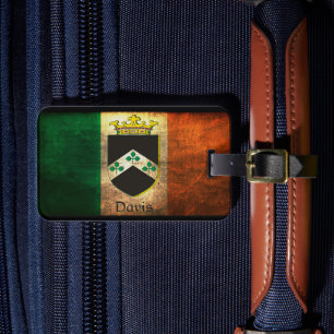 Etiqueta De Bagagem Davis Crest Irish Flag
