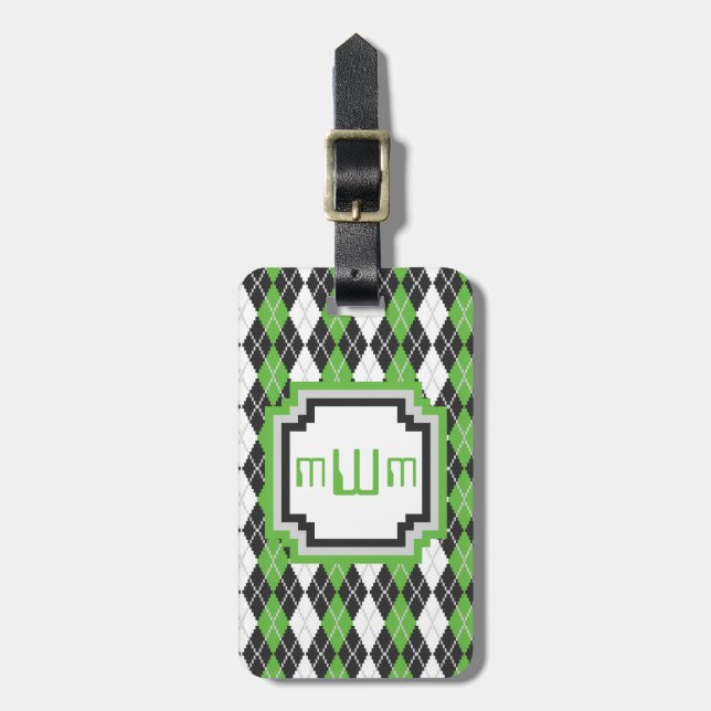 Etiqueta de Bagagem de Argyle Retro (Frente Vertical)