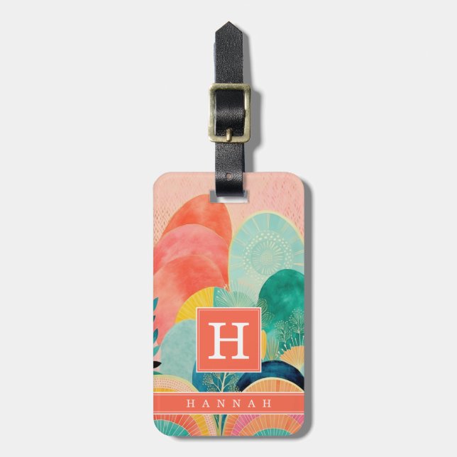 Etiqueta de bagagem de arte abstrata Boho (Frente Vertical)