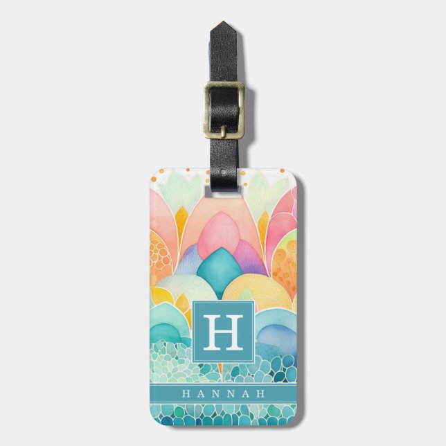 Etiqueta de bagagem de arte abstrata Boho (Frente Vertical)