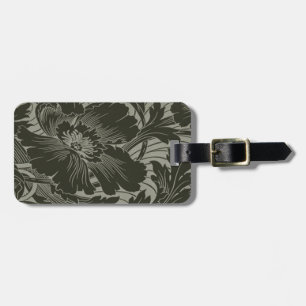Etiqueta de Bagagem de Arte de Flor Preto Personal