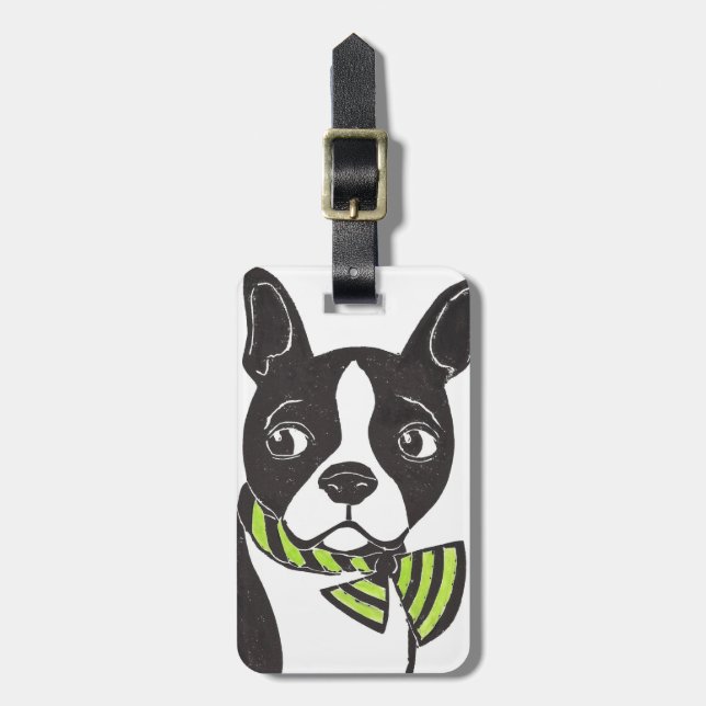 Etiqueta de Bagagem de Boston Terrier (Frente Vertical)