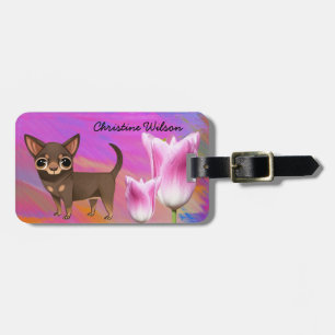 Etiqueta de bagagem de Chihuahua púrpura