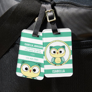 Etiqueta de bagagem de coruja personalizada fofa
