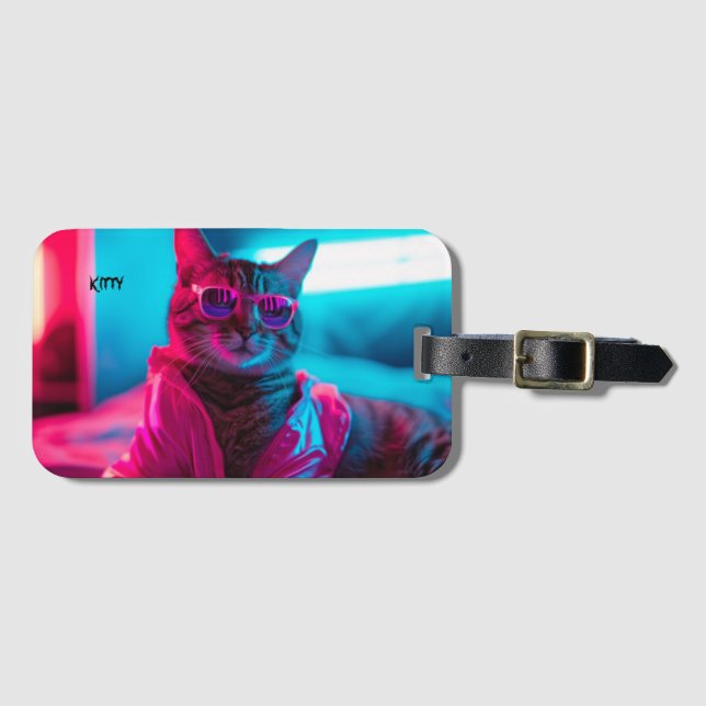 Etiqueta de Bagagem de Couro Premium (Frente Horizontal)