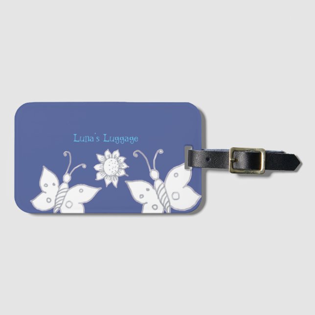 Etiqueta de Bagagem de Desenho da Borboleta (Frente Horizontal)