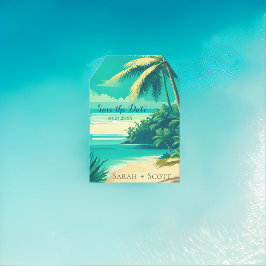 Etiqueta de Bagagem de Destino de Praia Tropical