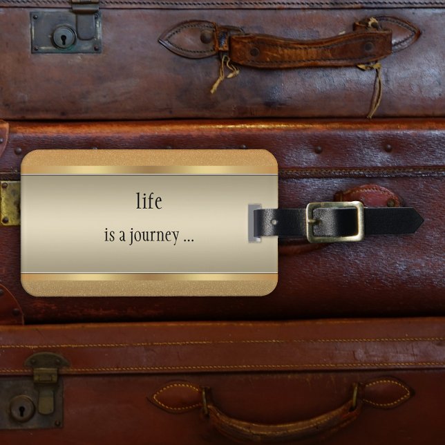 Etiqueta de Bagagem de Dourada Metálica Chic (Criador carregado)