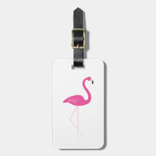 Etiqueta de Bagagem de Flamingo Branco Clássico (Frente Vertical)