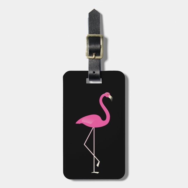 Etiqueta de Bagagem de Flamingo Preto Clássico (Frente Vertical)