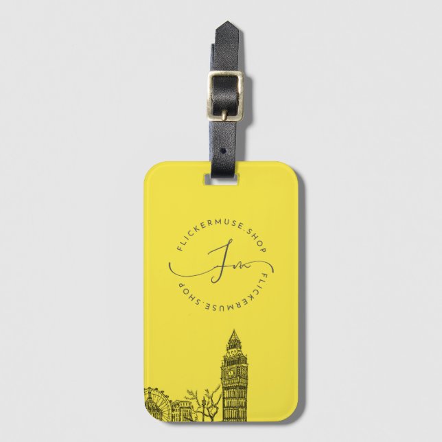 Etiqueta de Bagagem de Flickermuse (Amarelo) (Frente Vertical)