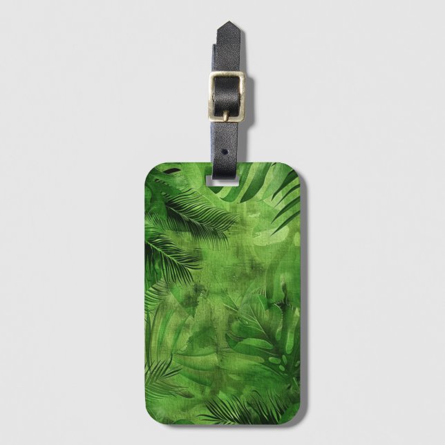 Etiqueta de Bagagem de Folhas Tropicais (Frente Vertical)