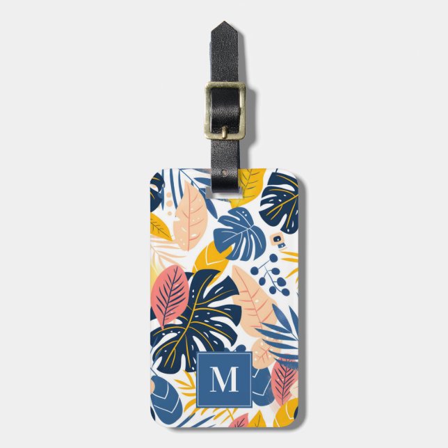 Etiqueta de Bagagem de Folhas Tropicais (Frente Vertical)