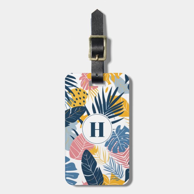 Etiqueta de Bagagem de Folhas Tropicais (Frente Vertical)