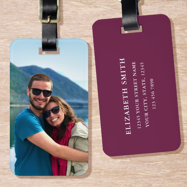 Etiqueta de Bagagem de Foto Personalizada Simples  (Criador carregado)