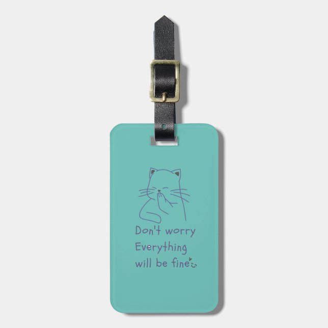 Etiqueta de Bagagem de Gato Adorável (Frente Vertical)