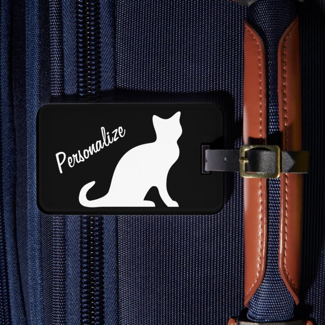 Etiqueta de bagagem de gato branco personalizado (Frente Insitu 4)