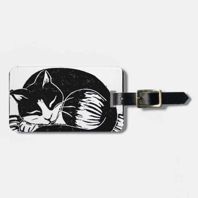 Etiqueta de bagagem de gato com smoking (Frente Horizontal)