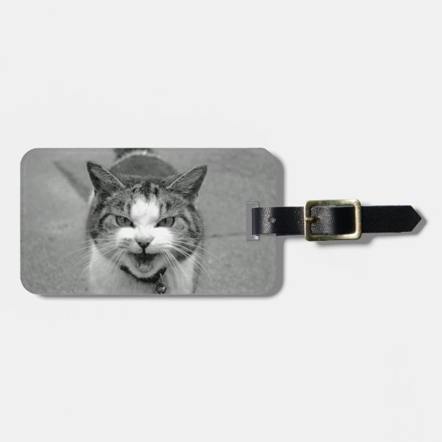 Etiqueta de Bagagem de Gato Crabby (Frente Horizontal)