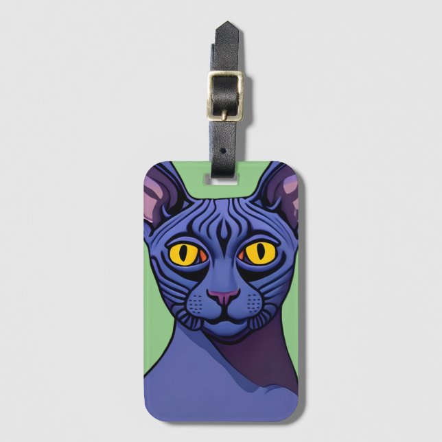 Etiqueta de Bagagem de Gato Esphynx (Frente Vertical)