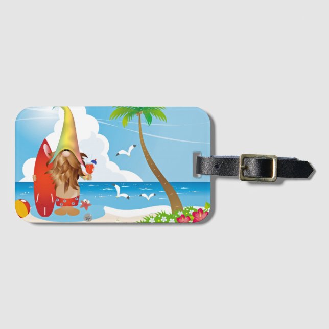 Etiqueta de Bagagem de Gnome de Praia (Frente Horizontal)