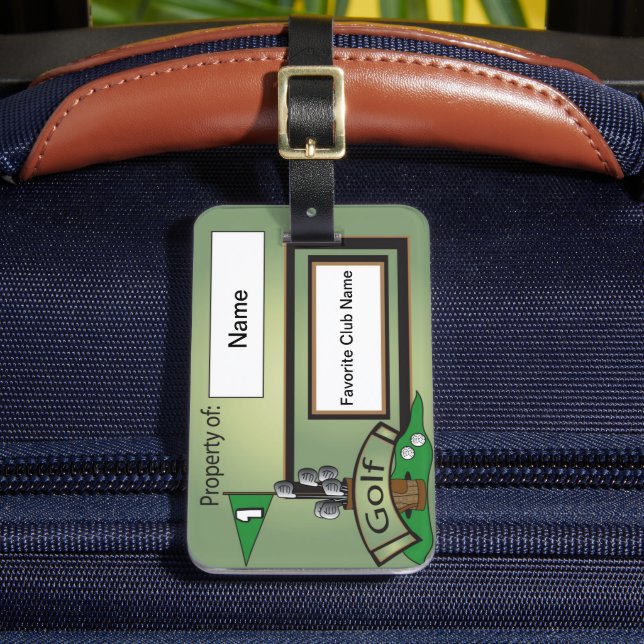 Etiqueta De Bagagem 🏌️ de golfe ‍ ♂️ | DIY Texto | Verde (Frente Insitu 2)