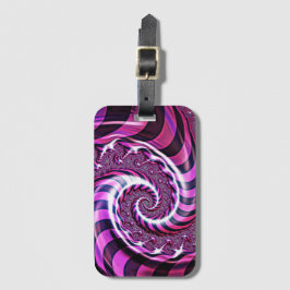 Etiqueta de Bagagem de Ilusão Espiral Rosa e Preta