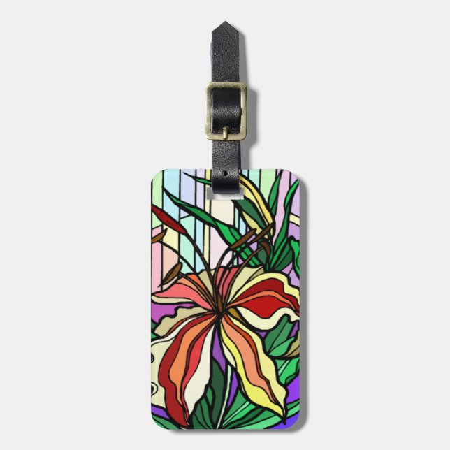 Etiqueta de Bagagem de Lily de Vidro de Mancha Per (Frente Vertical)