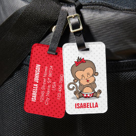 Etiqueta de Bagagem de Macaco Personalizado Cute (