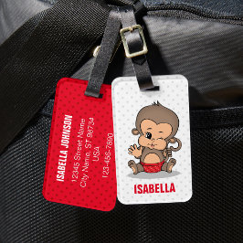 Etiqueta de Bagagem de Macaco Personalizado Cute (