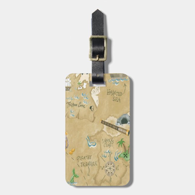Etiqueta de Bagagem de Mapa Pirata Personalizada (Frente Vertical)
