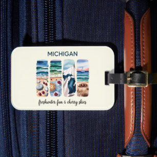 Etiqueta de Bagagem de Michigan - Água doce e Céu