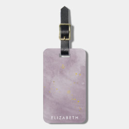 Etiqueta de bagagem de monograma, Dourada e empoei