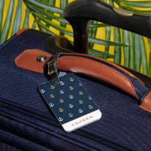 Etiqueta de Bagagem de Monograma Náutico de Pré-Di