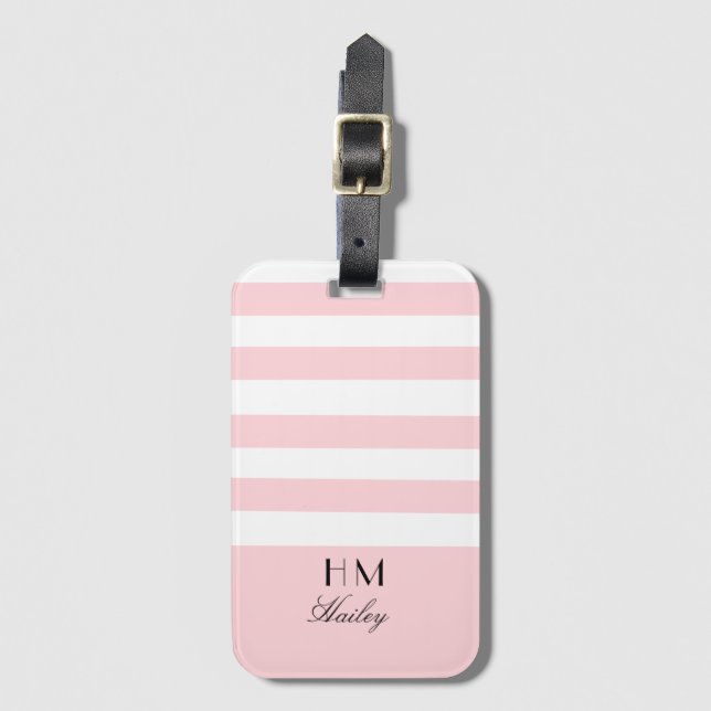 Etiqueta de bagagem de na moda branco e cor-de-ros (Frente Vertical)