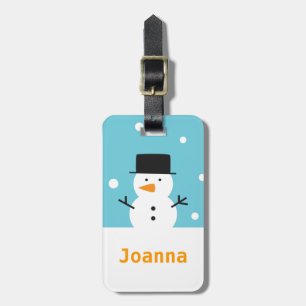 Etiqueta de Bagagem de Natal Homem de Neve Bonito