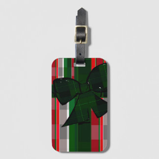 Etiqueta de bagagem de Natal xadrez vermelho e ver