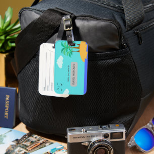 Etiqueta de Bagagem de Nome Simples Blue Beach