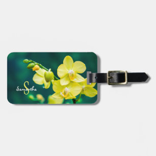 Etiqueta de bagagem de orquídea amarela