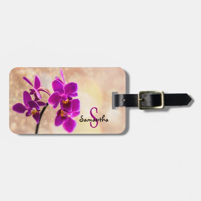 Etiqueta de Bagagem de Orquídea Púrpura (Frente Horizontal)