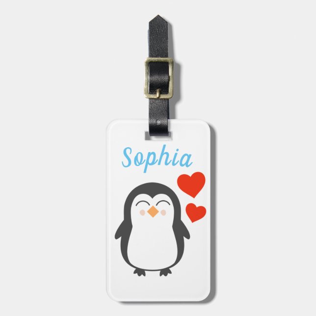 Etiqueta de Bagagem de Pinguim-Cute Personalizada (Frente Vertical)