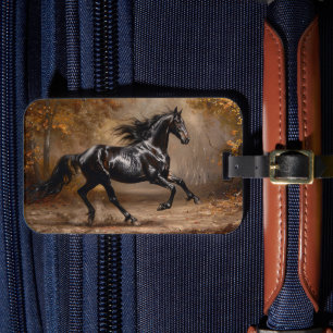 Etiqueta de Bagagem de Pintura de Cavalo Negro
