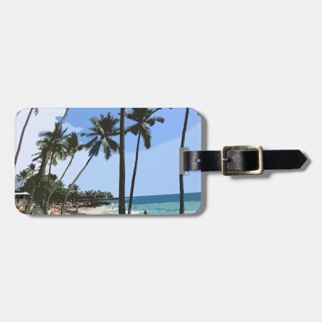 Etiqueta de Bagagem de Praia Tropical (Frente Horizontal)