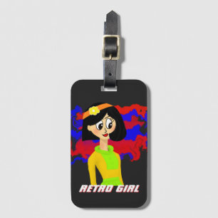 Etiqueta de Bagagem de Rapariga Retro Preta