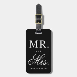 Etiqueta de bagagem de recém-casados Mr. e Mrs.